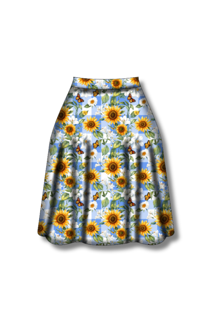 PREORDER - Iris Swing Skirt - Sunflower Blue Gingham - Estimated dispatch date 27th of October