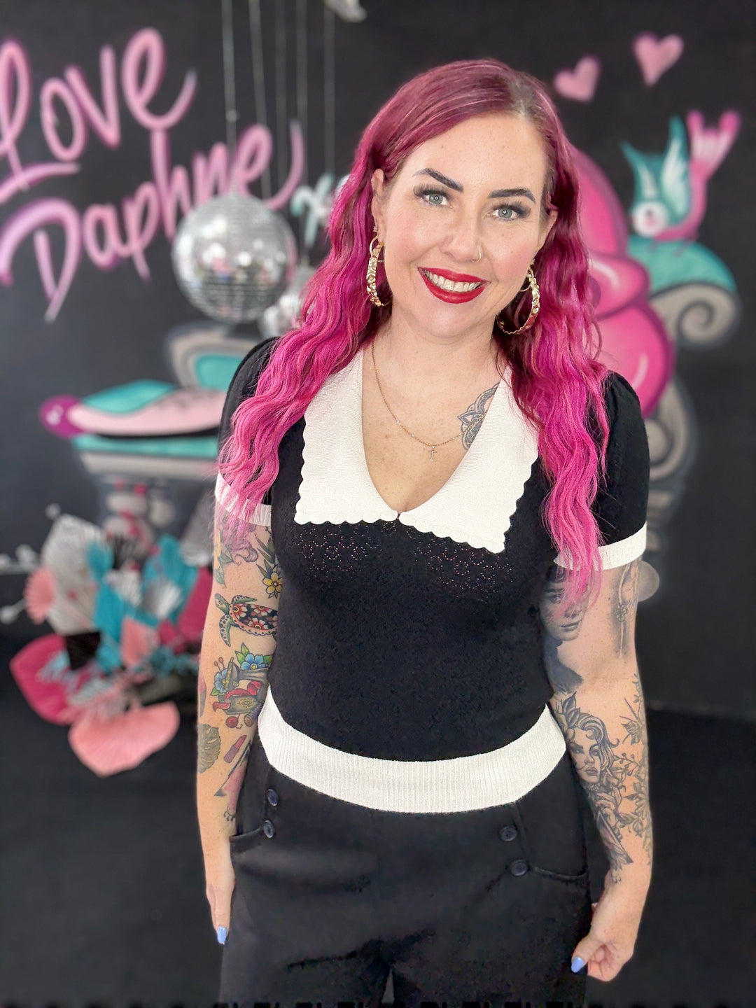Joanie Top in Black and White - Preorder for dispatch 25th August