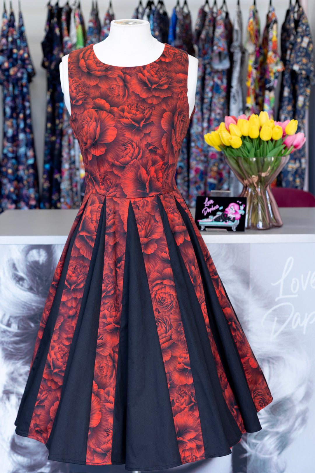 Judith Gothic Peony Pleated Dress