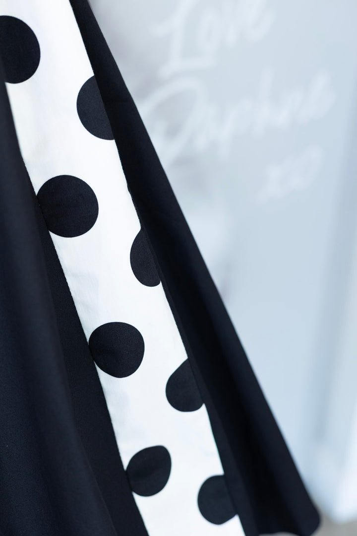 Judith Black and White Polka Dot Pleated Dress