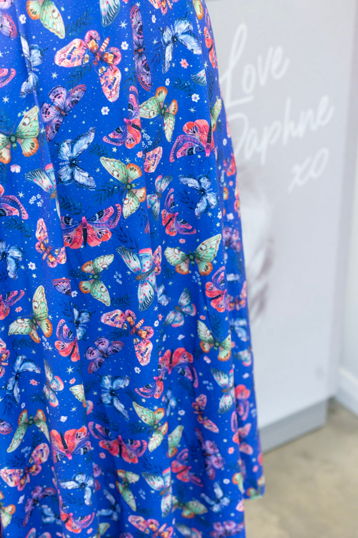 PREORDER - Julia Blue Butterfly Tea Dress - Estimated dispatch 8th of July