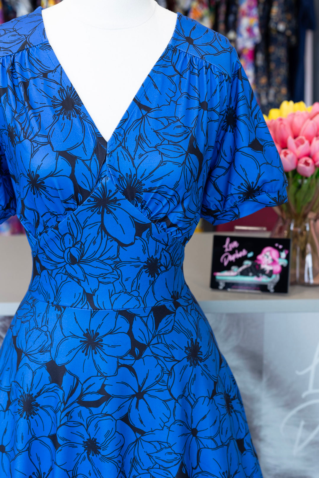 Julia Blue Floral Tea Dress