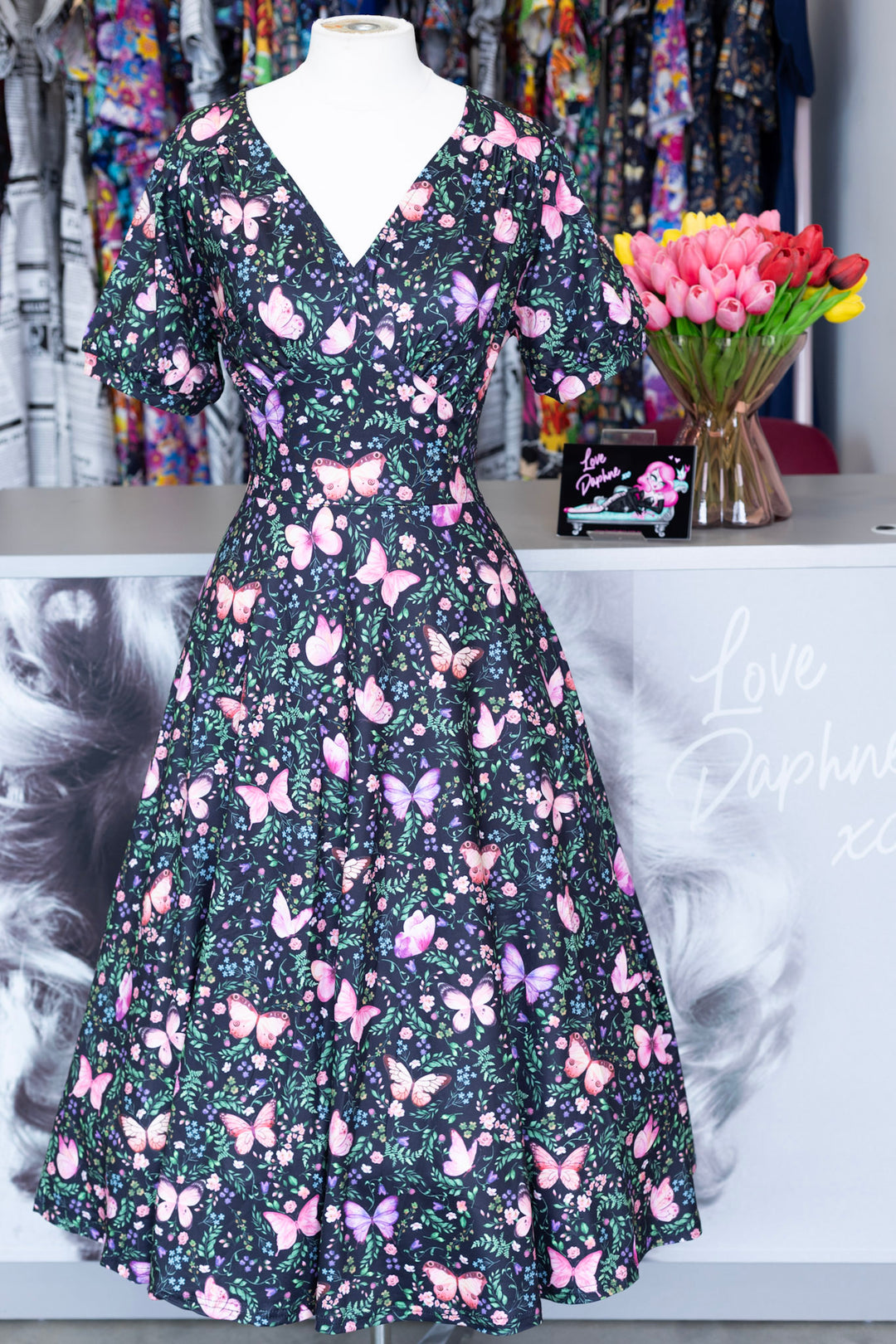 Julia Butterfly Garden Midi Dress
