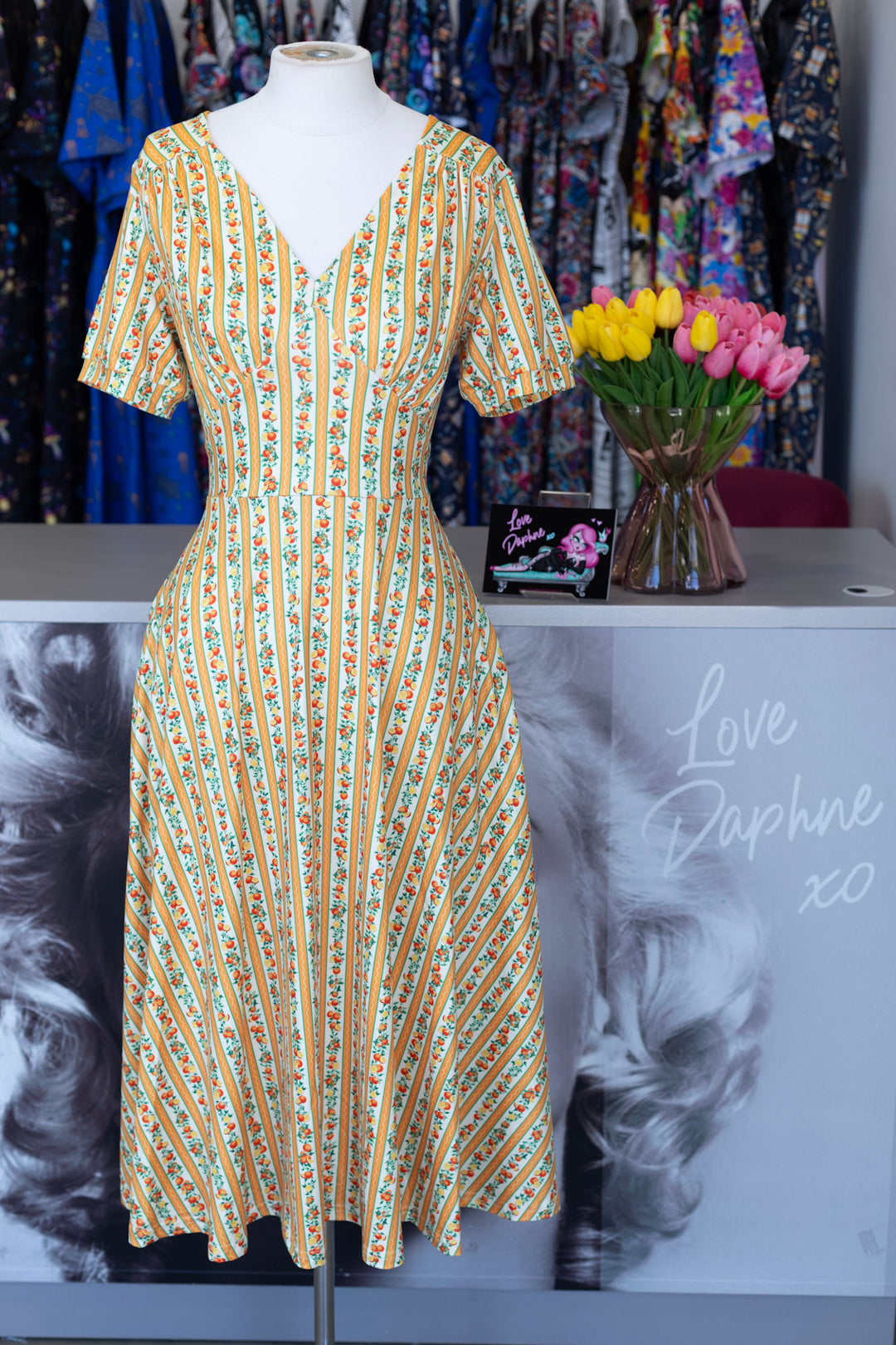 Julia Orange Stripe Tea Dress