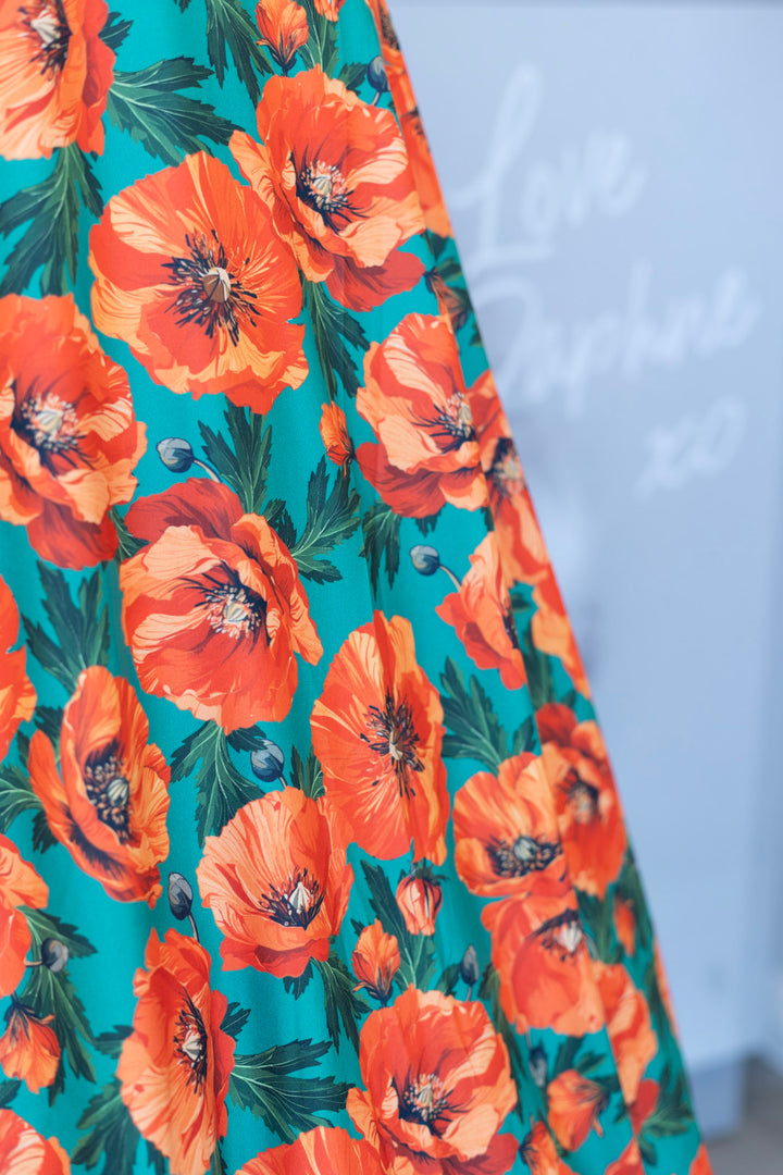 PREORDER - Julia Poppy Midi Dress - Expected dispatch date 16th of June