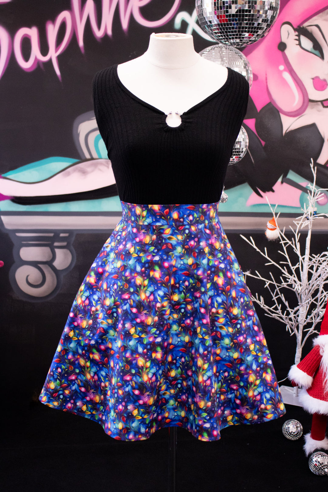 PREORDER - Nellie Skater Skirt - Christmas Lights - Estimate dispatch 10th of December