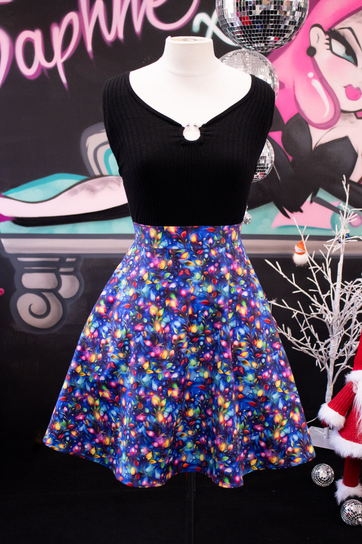 PREORDER - Nellie Skater Skirt - Christmas Lights - Estimate dispatch 10th of December