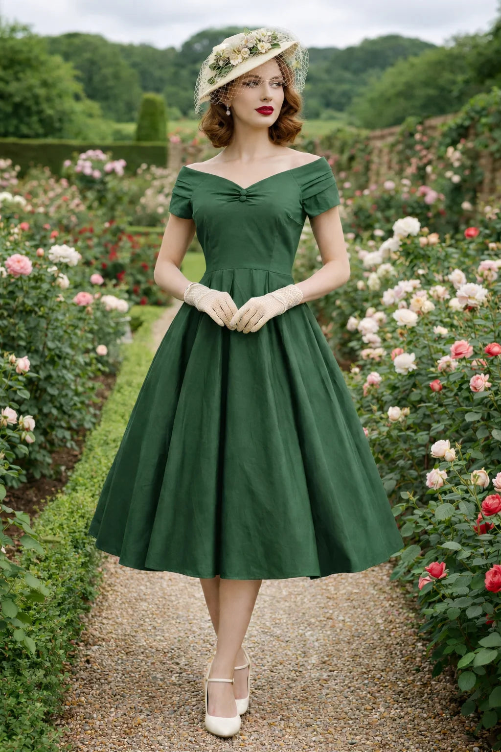 PREORDER - Lily Emerald Green Swing Dress - Expected dispatch 15th of September