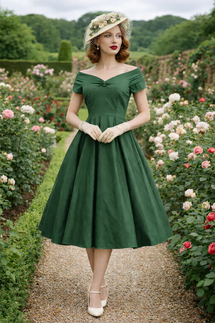 PREORDER - Lily Emerald Green Swing Dress - Expected dispatch 15th of September