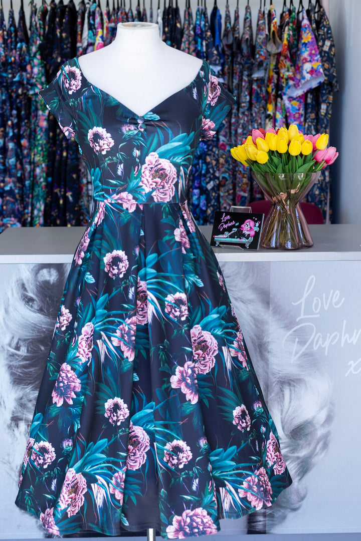 PREORDER - Lily Black Garden Swing Dress - Expected dispatch 15th of September