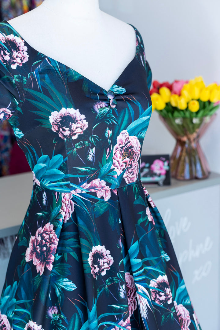 PREORDER - Lily Black Garden Swing Dress - Expected dispatch 15th of September