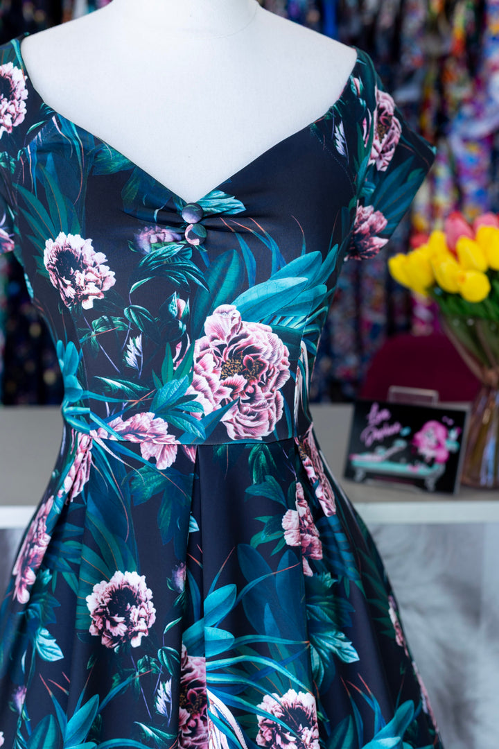 PREORDER - Lily Black Garden Swing Dress - Expected dispatch 15th of September