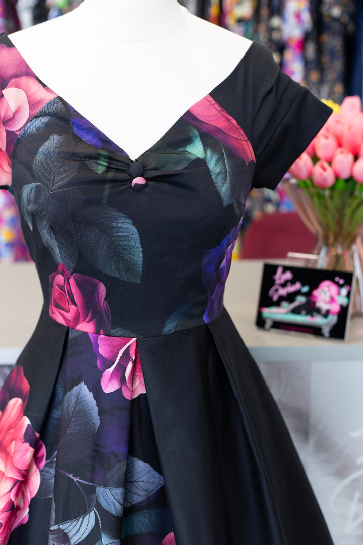 Lily Black Peony Dress
