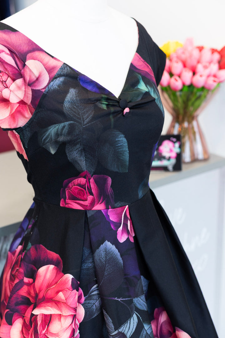 Lily Black Peony Dress