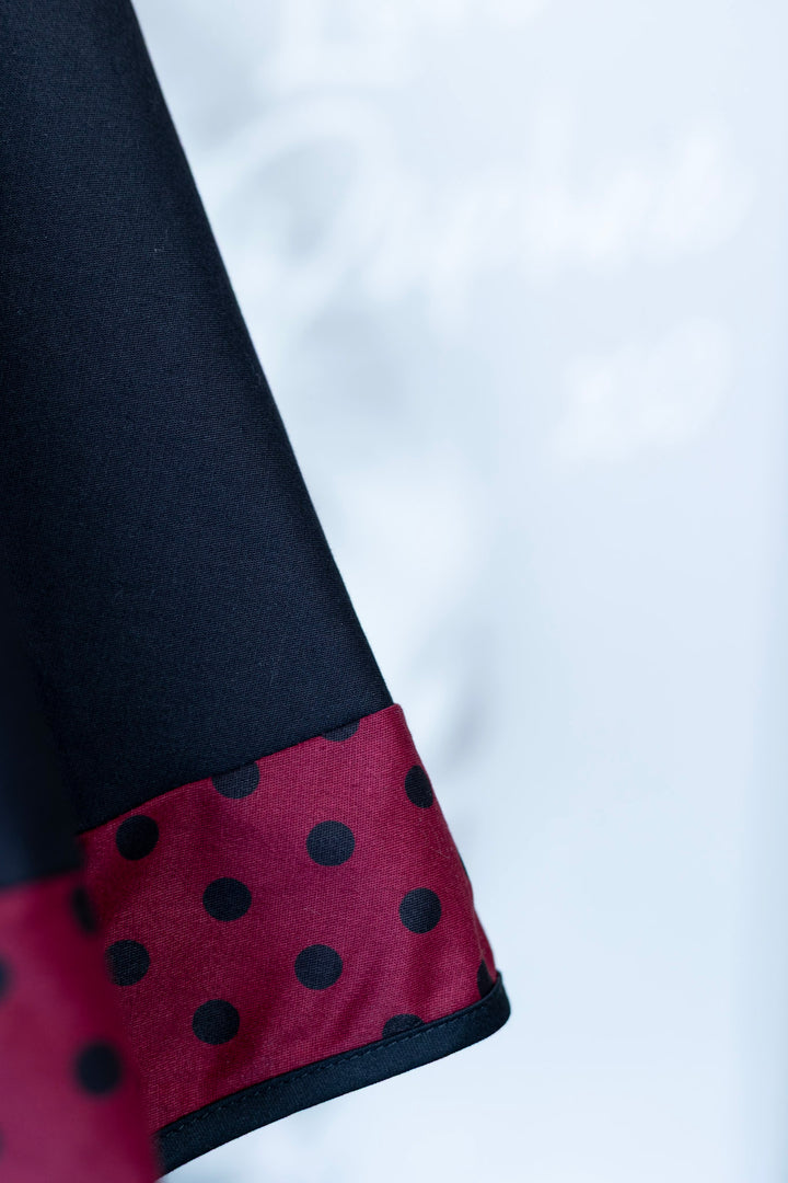 PREORDER - Lily Burgundy Polka Dot Swing Dress - Expected dispatch date 27th of October