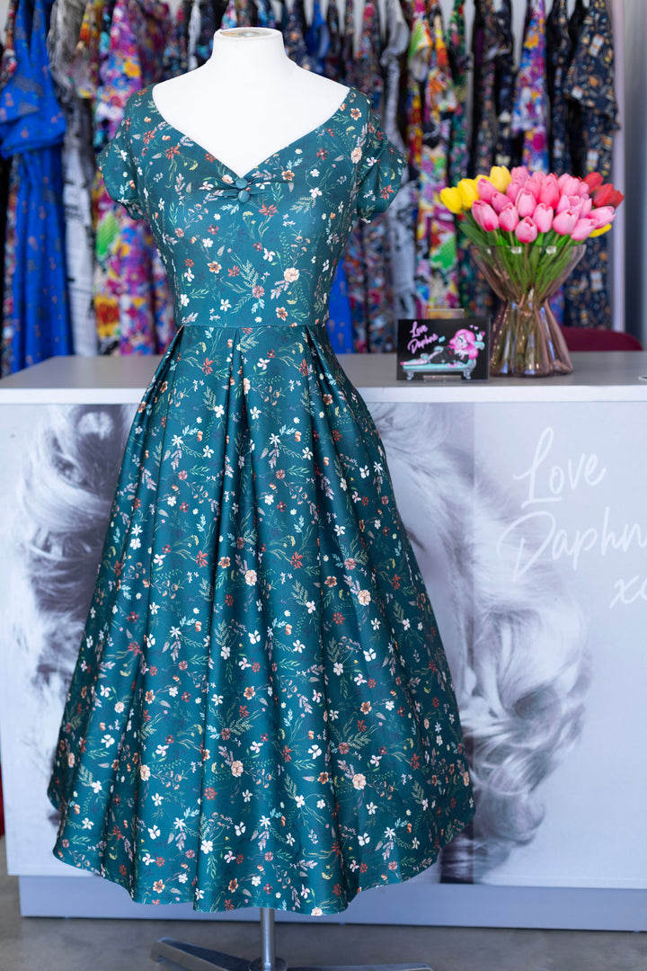 Lily Emerald Floral Vine Dress
