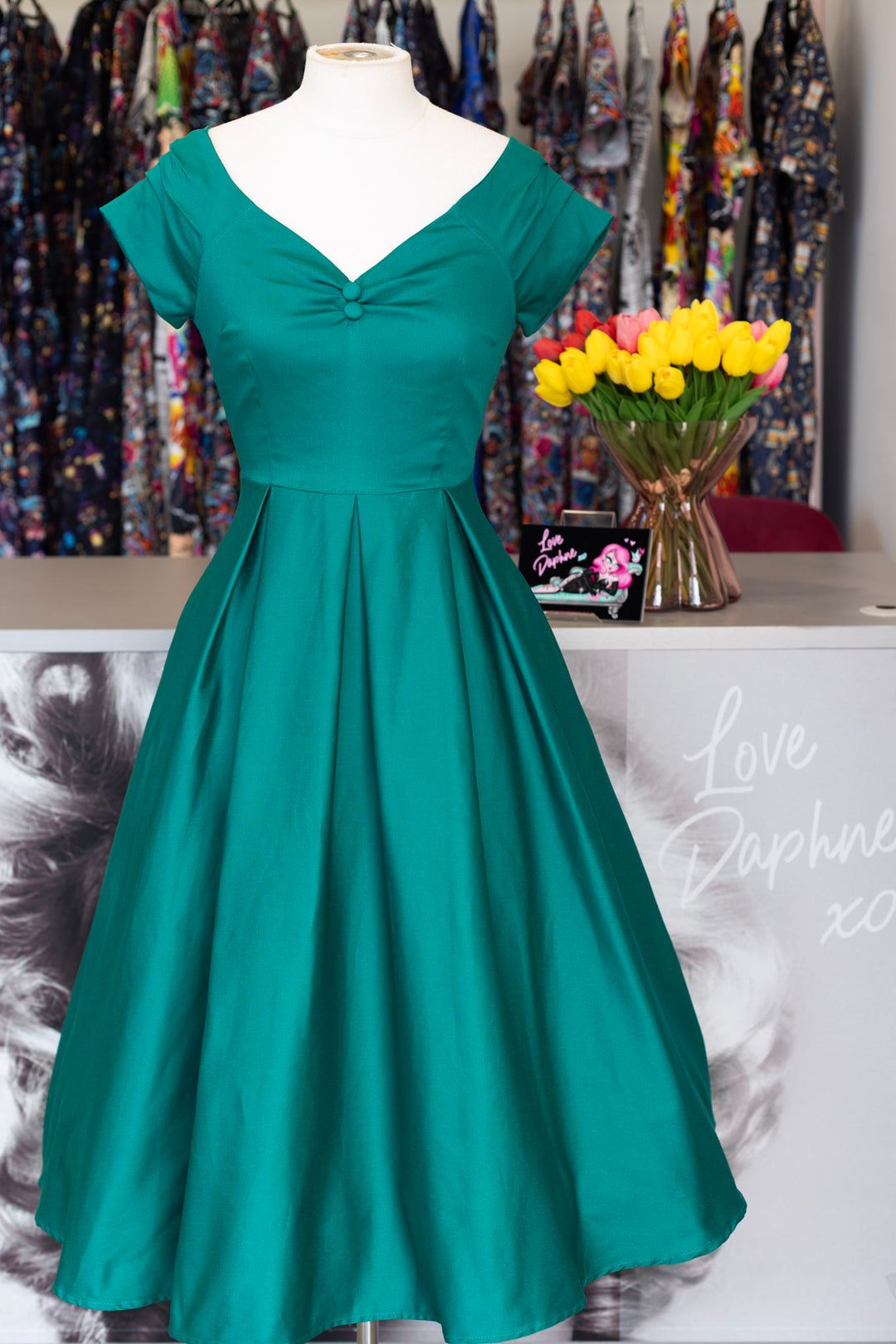 Lily Blue Green Emerald Swing Dress