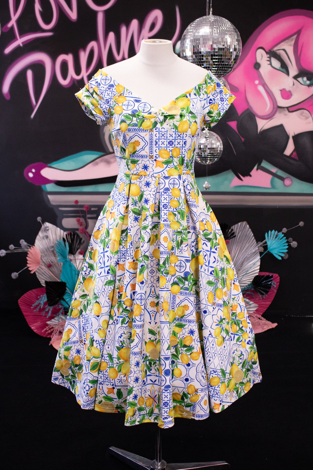 Lily Mediterranean Lemon Print Swing Dress - Preorder for dispatch 19th of September