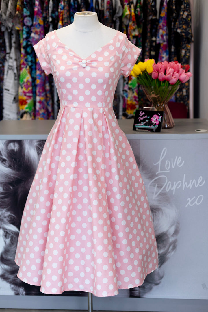 Lily Light Pink Polka Dot Dress