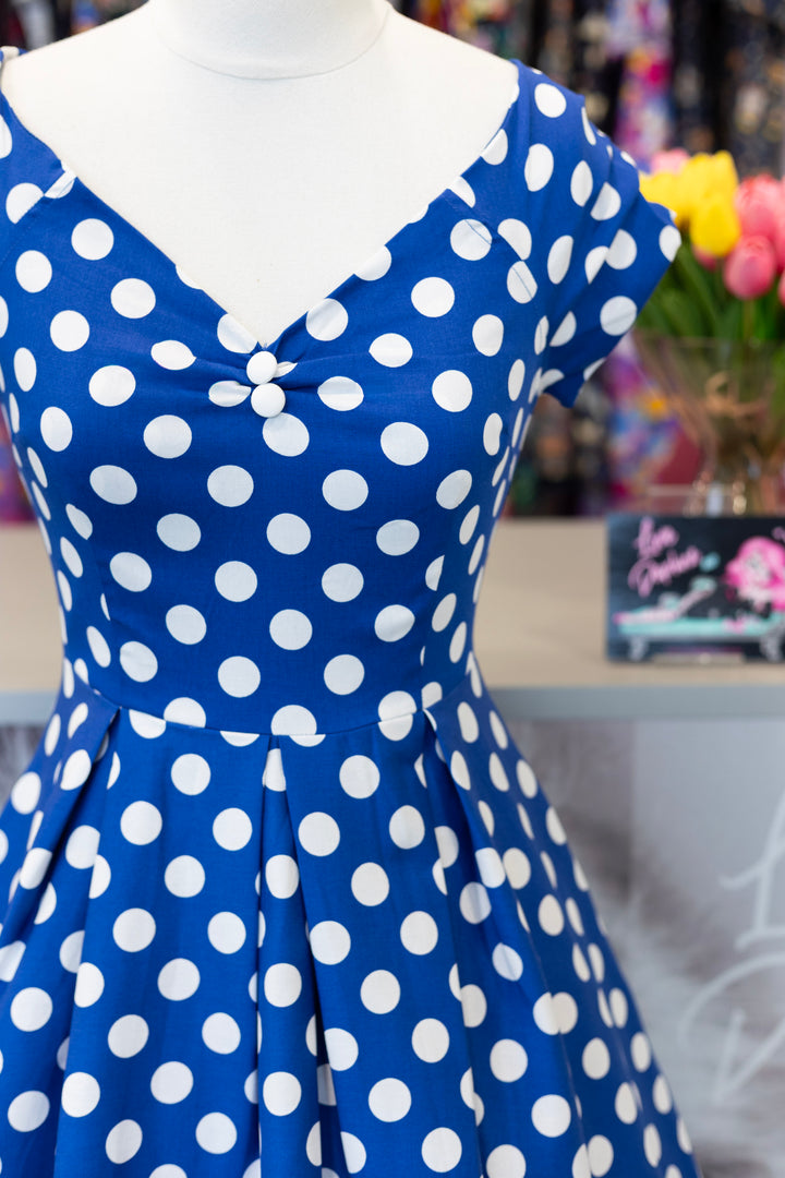 PREORDER - Lily Navy White Polka Dot Dress - Expected dispatch 24th of June