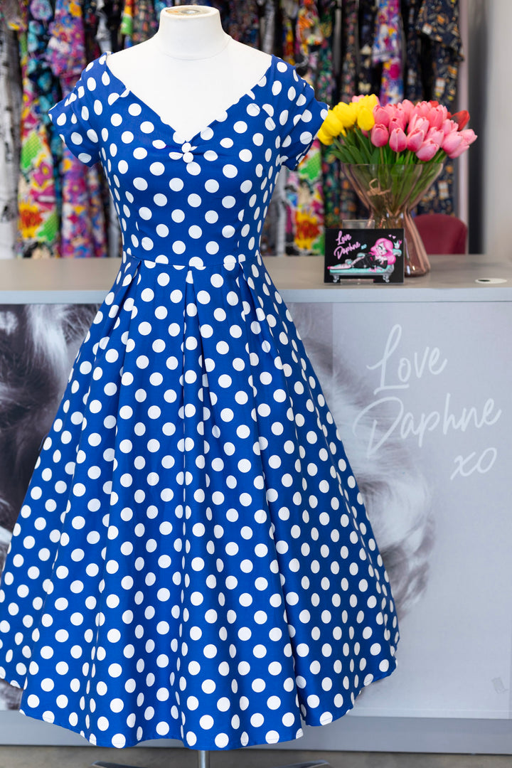 PREORDER - Lily Navy White Polka Dot Dress - Expected dispatch 24th of June