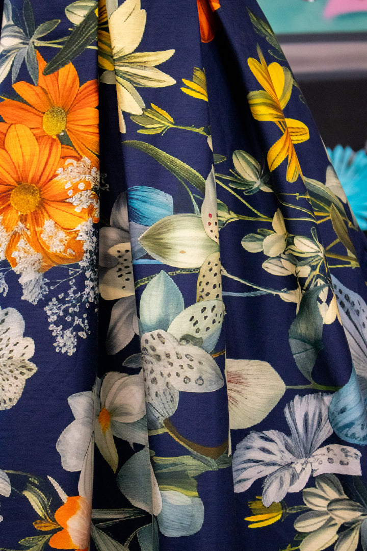 Lily Dress in Navy Tropical Floral