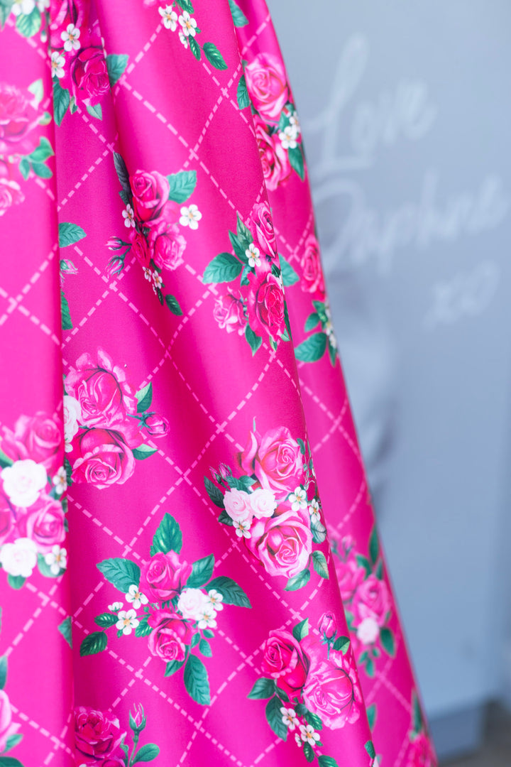 Lily 50s Inspired Rose Grid Dress
