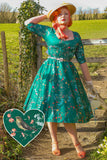 Scarlette Long Sleeved Bird Print Dress - Green