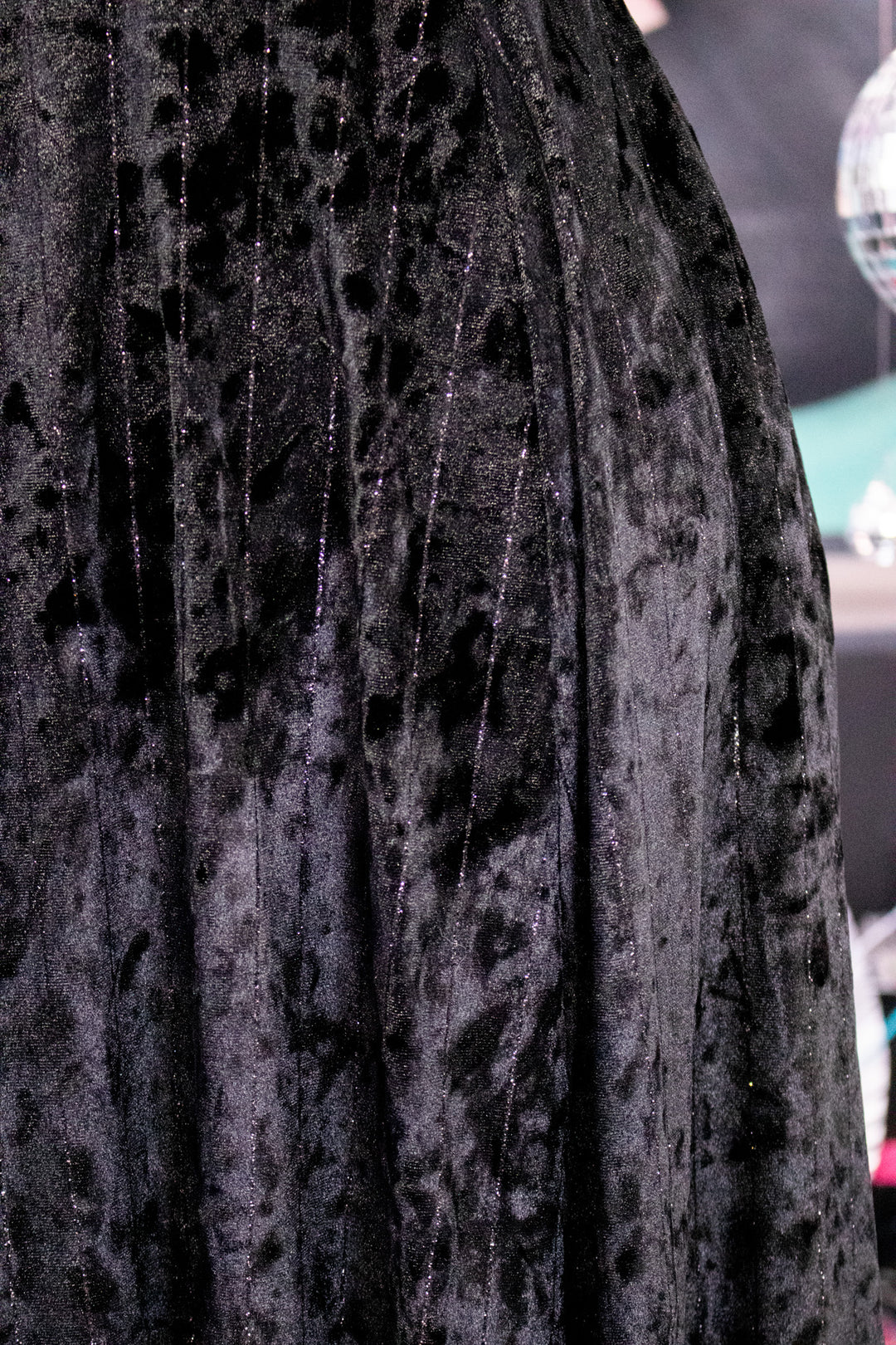 Lyra Maxi Dress - Black Glitter Stripe Velvet
