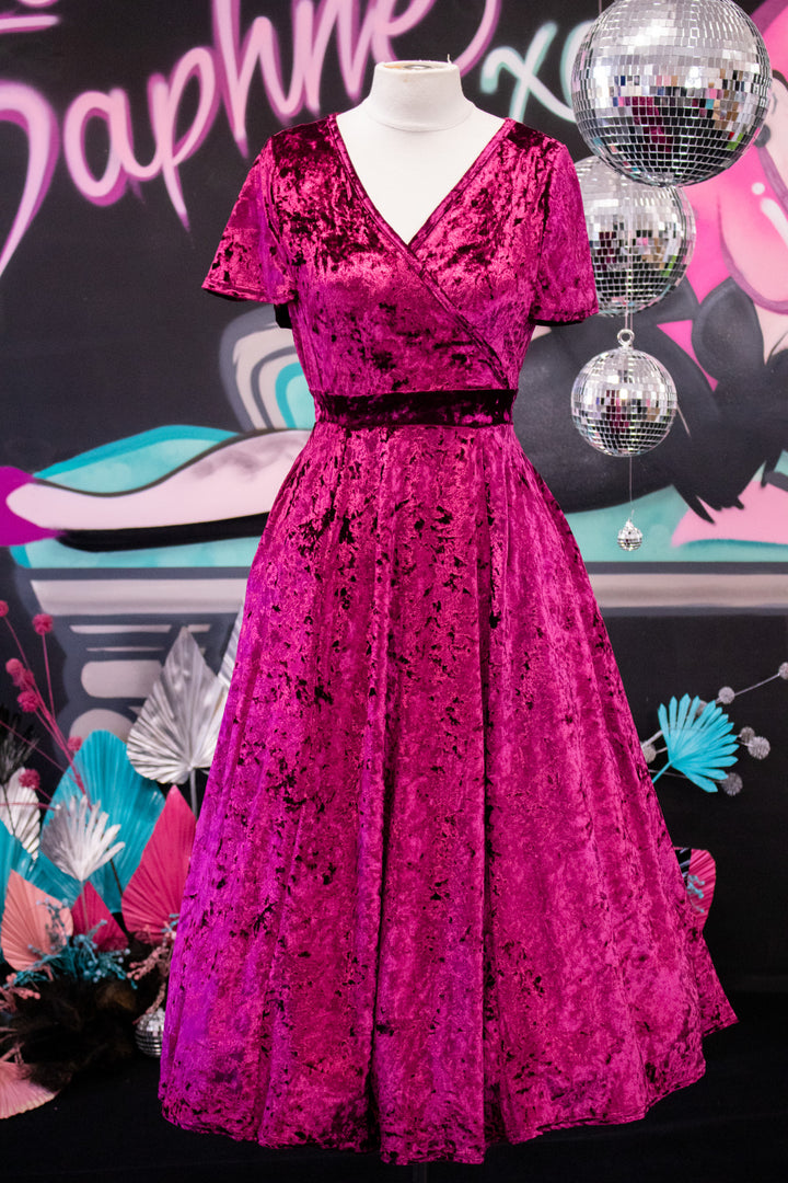 Lyra Dress - Cranberry Crushed Velvet