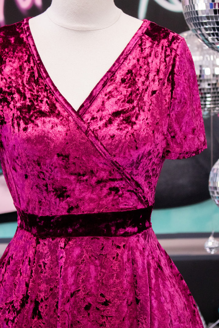 Lyra Dress - Cranberry Crushed Velvet