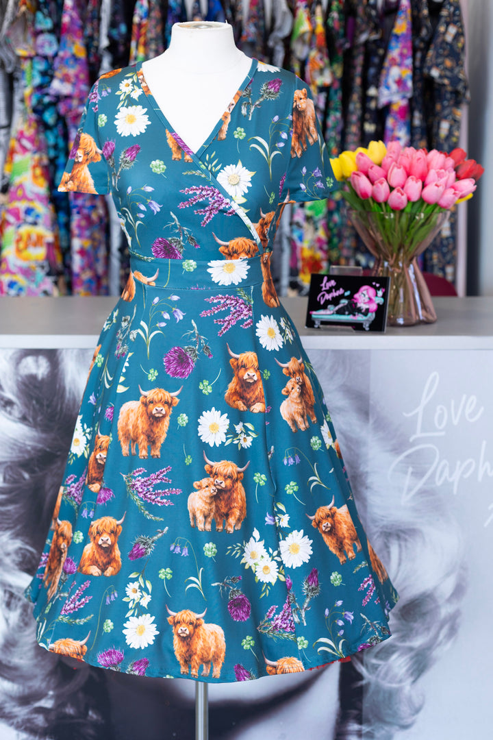 PREORDER - Highland Cow Lyra Mini Dress - Expected dispatch date 9th June