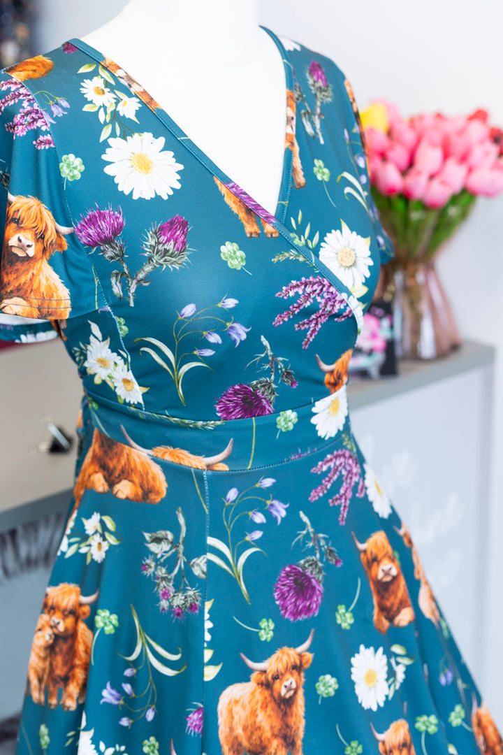 PREORDER - Highland Cow Lyra Mini Dress - Expected dispatch date 9th June