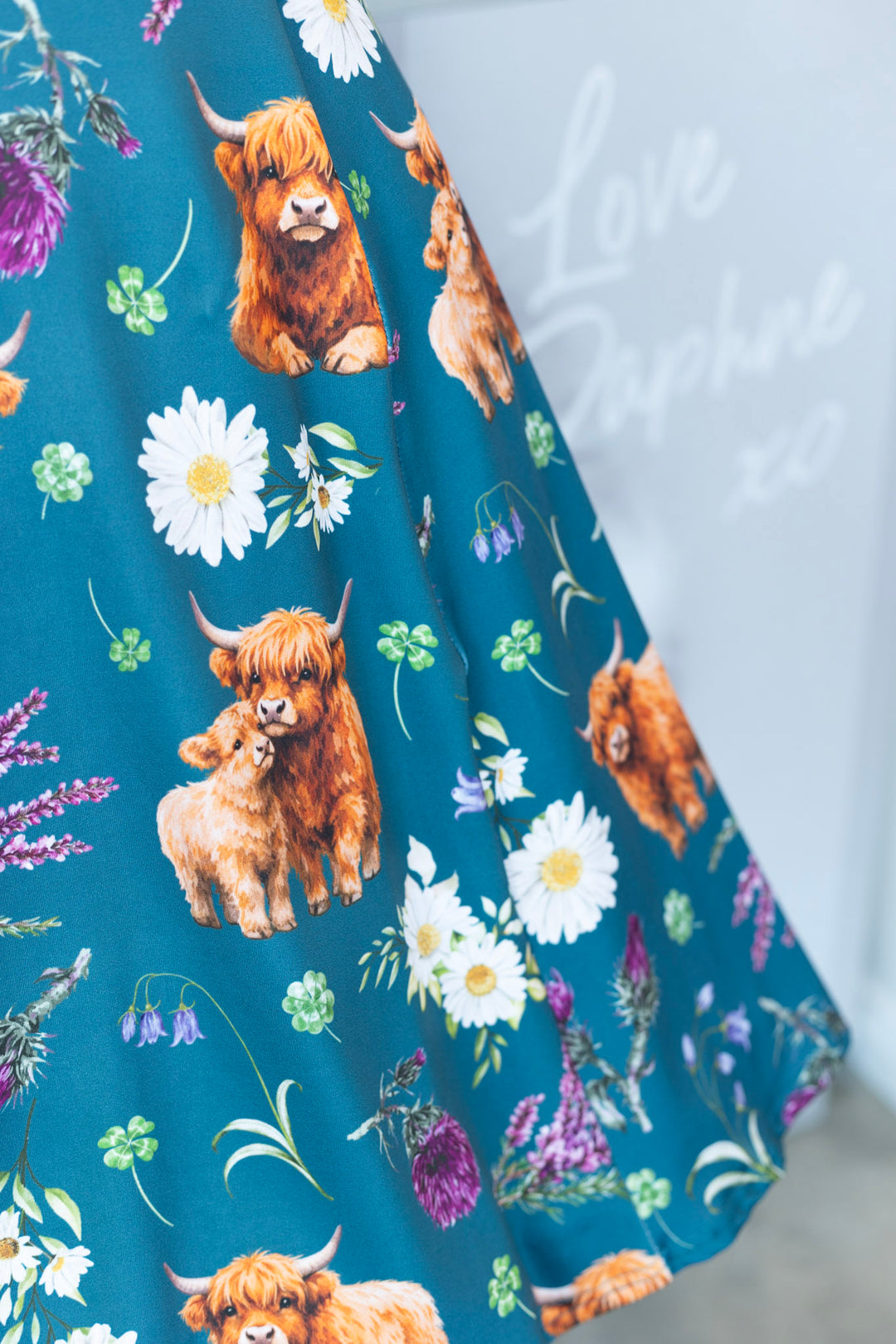 PREORDER - Highland Cow Lyra Mini Dress - Expected dispatch date 9th June
