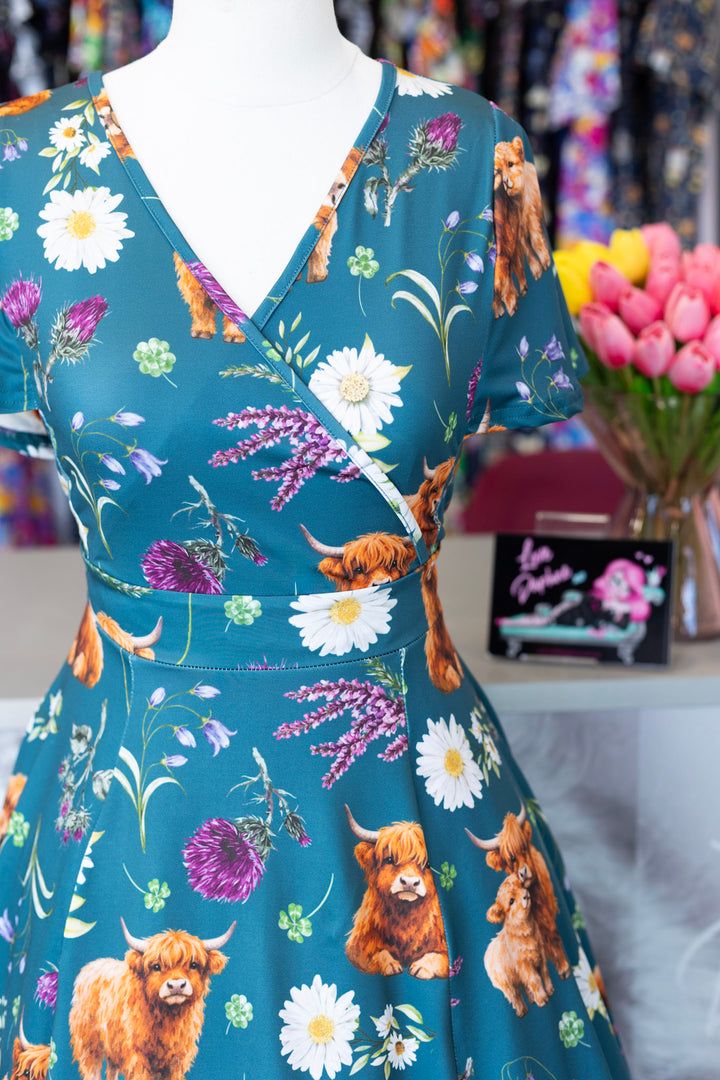 PREORDER - Highland Cow Lyra Mini Dress - Expected dispatch date 9th June