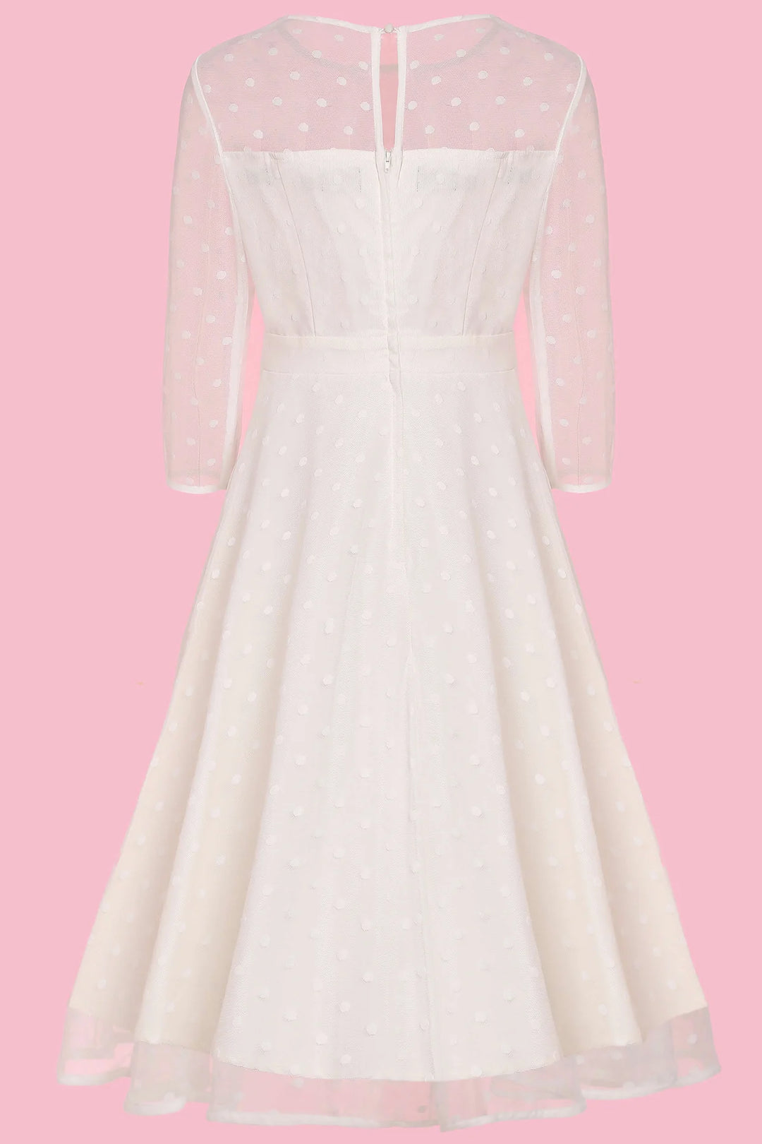 Madeline White Polka Dot Mesh Dress in White