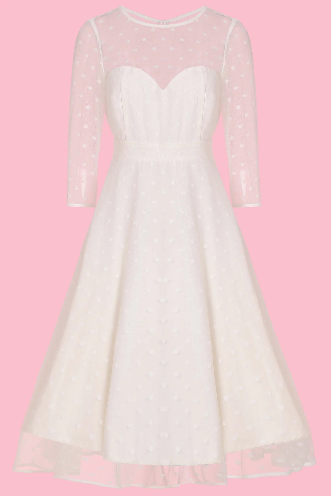 Madeline White Polka Dot Mesh Dress in White