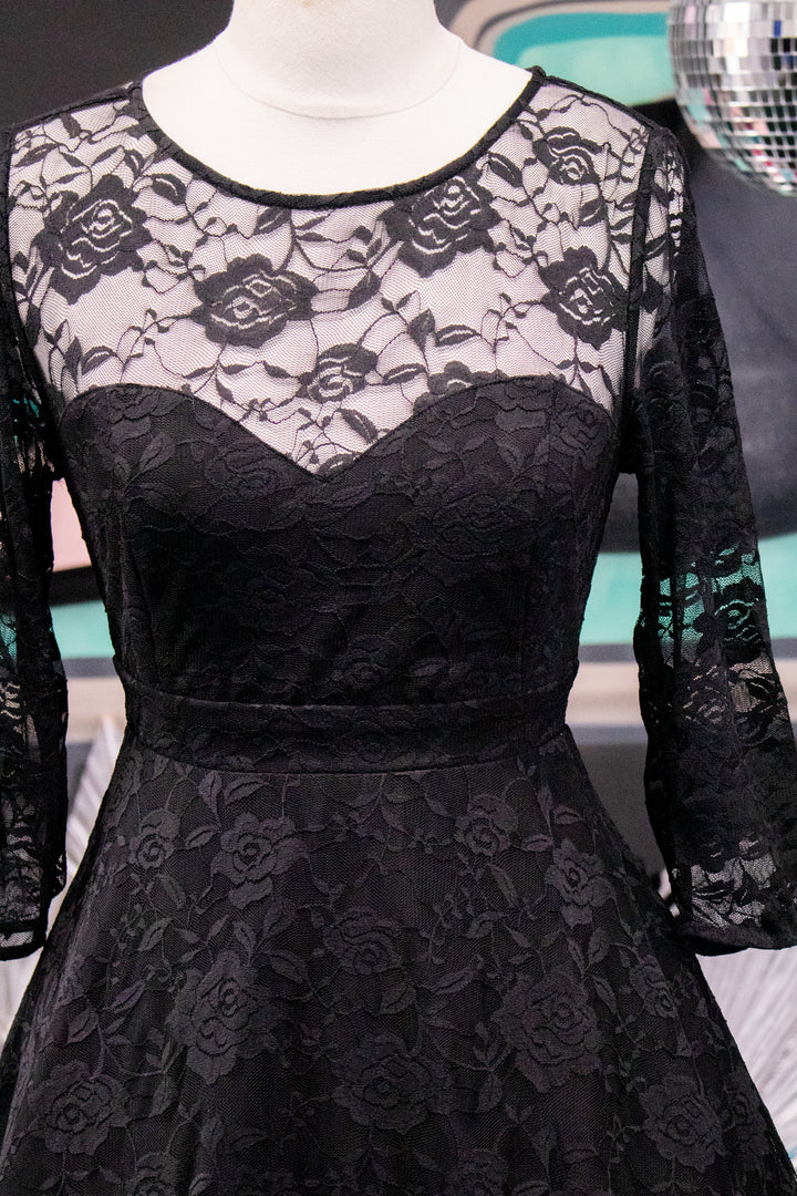 Madeline Long Sleeve Lace Dress in Black