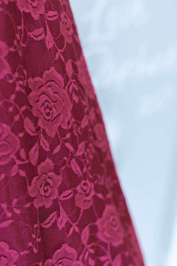 Madeline Long Sleeve Lace Dress in Burgundy