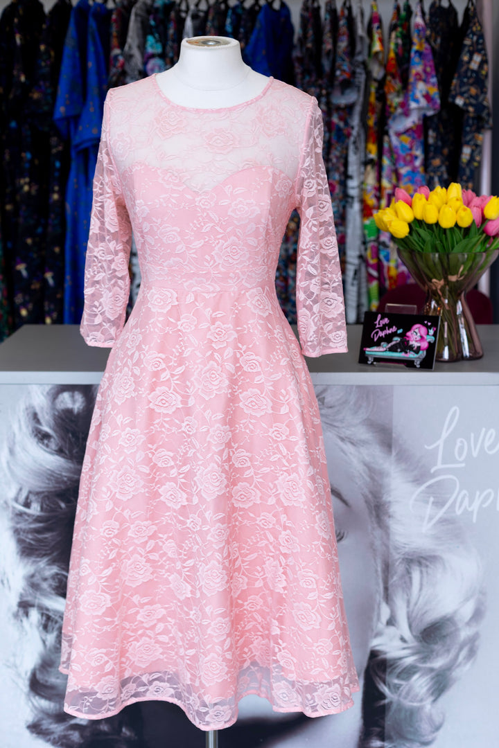Madeline Long Sleeve Lace Dress in Mauve