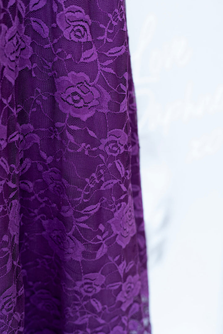 Madeline Long Sleeve Lace Dress in Purple