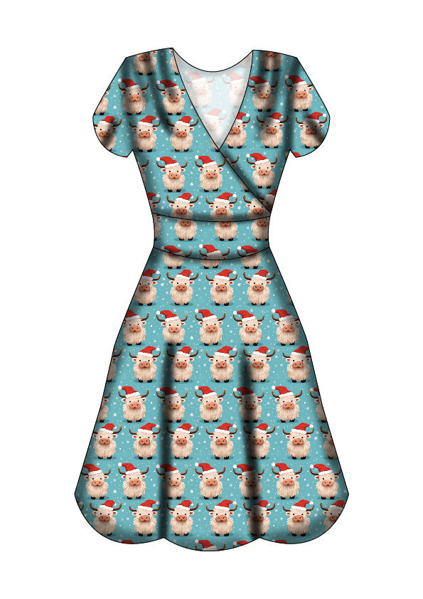Maeve Swing Dress - Christmas Highland - Preorder for dispatch 28th of October