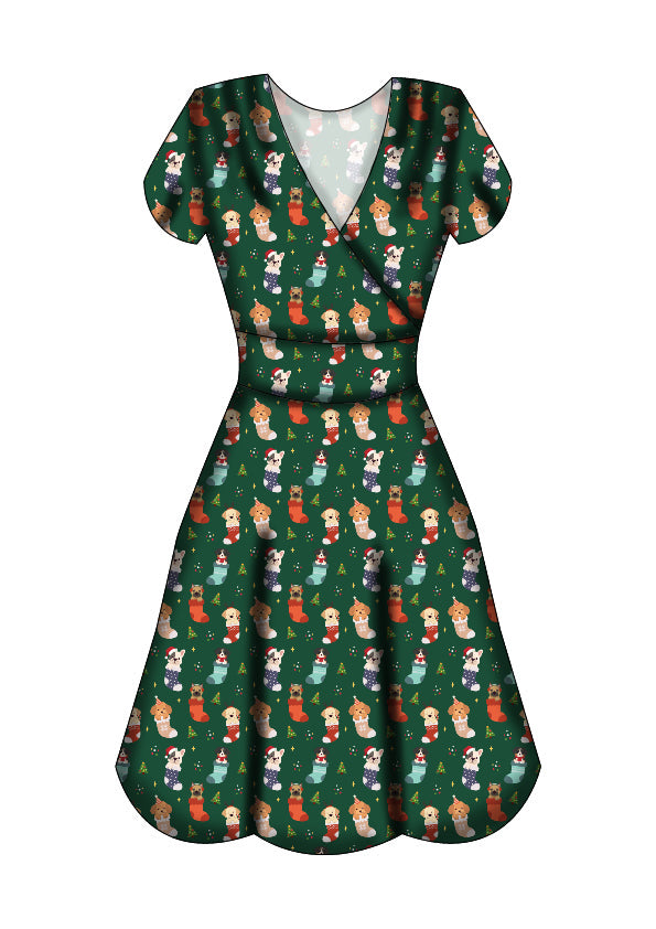 Maeve Swing Dress - Christmas Pups - Preorder for dispatch 28th of October
