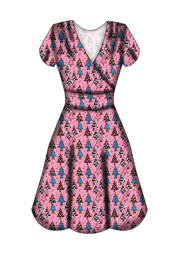 Maeve Swing Dress - Retro Christmas Trees - Preorder for dispatch 28th of October