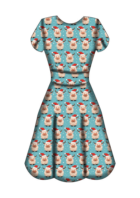 Maeve Swing Dress - Christmas Highland - Preorder for dispatch 28th of October