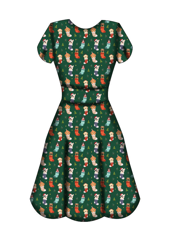 Maeve Swing Dress - Christmas Pups - Preorder for dispatch 28th of October