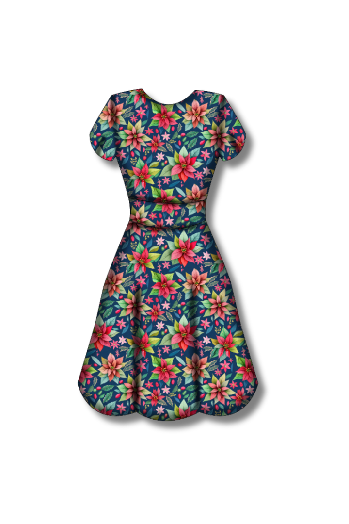 PREORDER - Maeve Swing Dress - Poinsettia Party - Estimated dispatch date 29th of October