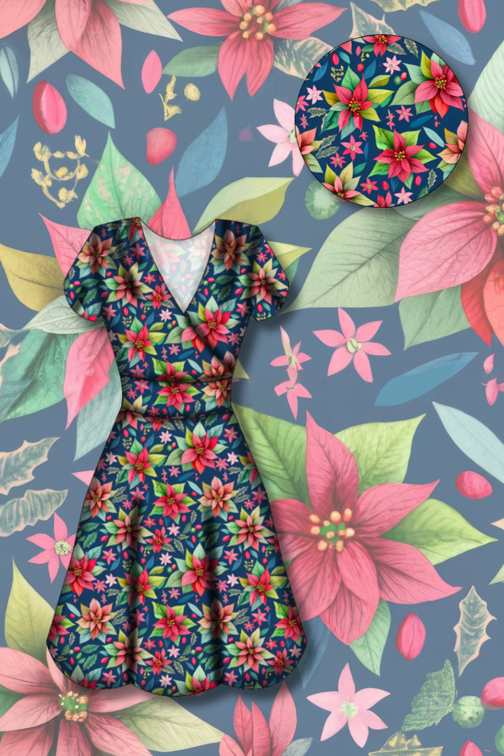 PREORDER - Maeve Swing Dress - Poinsettia Party - Estimated dispatch date 29th of October