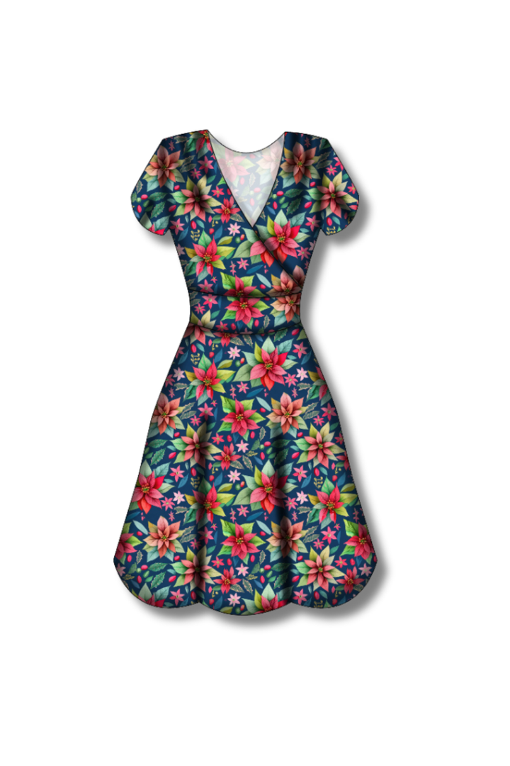 PREORDER - Maeve Swing Dress - Poinsettia Party - Estimated dispatch date 29th of October