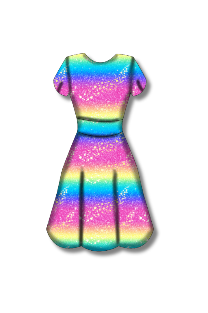 PREORDER - Maeve Swing Dress - Rainbow Christmas - Estimated dispatch date 29th of October